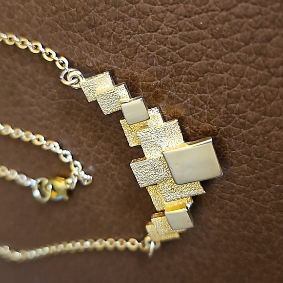 Vintage Geometric Cubism Pendant Chain Necklace - Picture 4 of 5